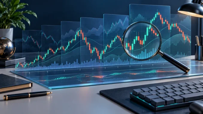 Dobrando Bancas — mt5-backtest Illustrative analysis of historical charts with a timeline and magnifying glass