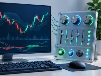 Gráfico financeiro acompanhado de controles visuais de configuração