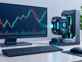 Módulo de automação sendo integrado a uma plataforma financeira ilustrativa
