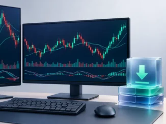 Workstation with financial monitors and installation elements